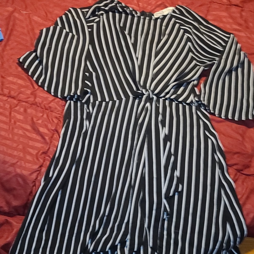 Gypsies & moondust black and white stripe dress XL